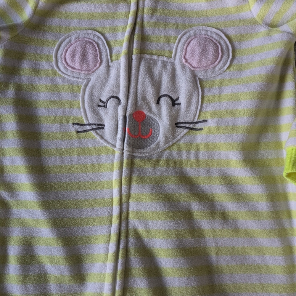 Carter's Yellow and White Striped Mouse Footie